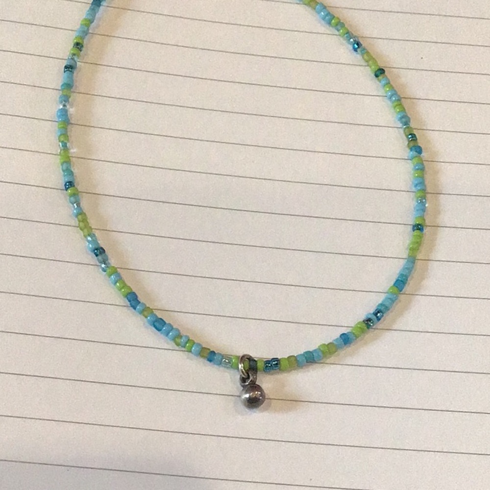 Turquoise, blue & green beaded choker necklace